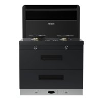 美大MEIDA二星消毒柜集成灶X80-A 智慧双变频 恒温置物台 智能触控 自清洁,钢化玻璃面板 烟灶套装 天然气