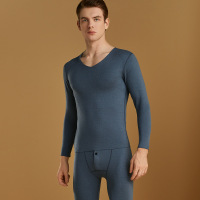 贴片男士保暖内衣男V领无痕护膝护肚保暖套装舒适肤秋衣秋裤冬