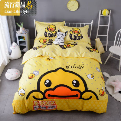 小鸭棉卡通四件套棉儿童三件套女学生宿舍被套男孩床上用品 三维工匠
