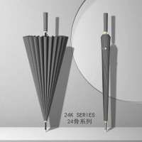 嘉创优品 长柄直杆伞 家用大号加固结实抗风暴雨专用伞24骨自动 深空灰