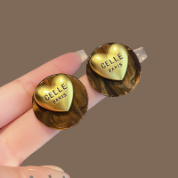 法式气质磨砂拉丝字母爱心耳钉2024年新款高级感复古耳环耳饰送女朋友老婆情人节七夕生日礼物