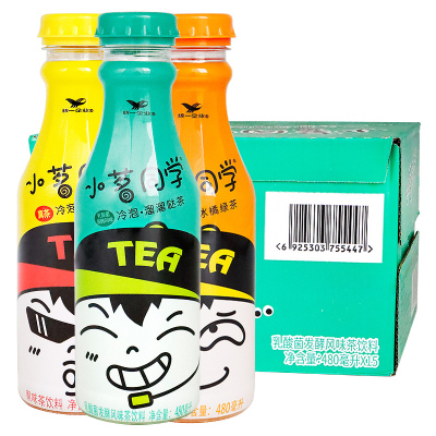 统一小茗同学冷泡茶饮料溜溜哒乳酸菌风味大麦茶480ml*15瓶/整箱小茗同学柠檬红茶