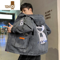 YANXU外套男韩版潮流工装夹克帅气百搭休闲褂子痞帅冲锋风衣