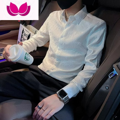 七斓2022新款秋季男士轻奢长袖衬衫潮牌韩版修身网红痞帅衬衣上衣