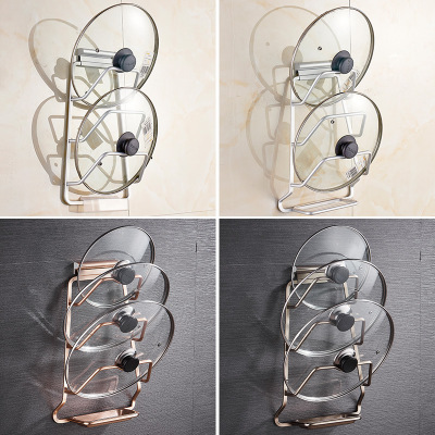 免打孔厨房置物架挂件多功能砧板架太空铝锅盖架丹乐收纳层架