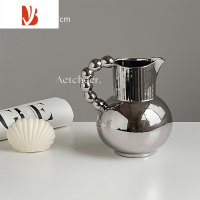 三维工匠创意奶油陶瓷纸巾盒客厅家用桌面收纳抽纸简约轻奢高级感餐桌 1092壶形花瓶[银色]