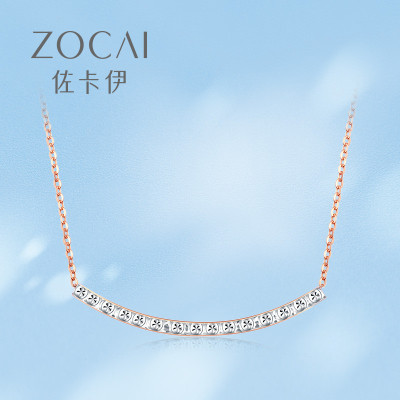 佐卡伊18k金笑脸项链女au750彩金微笑毛衣锁骨链吊坠气质闪18K双色金项坠