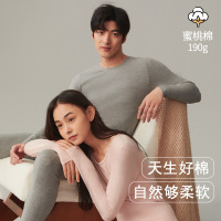 情侣保暖内衣女士纯棉薄款秋衣秋裤圆领纯色内穿打底套装男冬_581