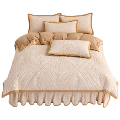 天山柔 200*230cm 欧式雕花牛奶绒 四件套 (计价单位:套) 欧式浪漫-奶白