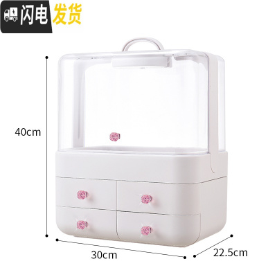 三维工匠网红防尘化妆品收纳盒桌面口红护肤品家用整理箱大号梳妆台置物架