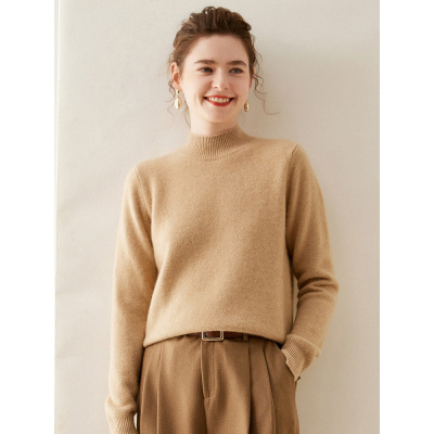 秋冬新款山羊绒衫女半高领修身毛衣七针加厚保暖针织衫打底套头衫