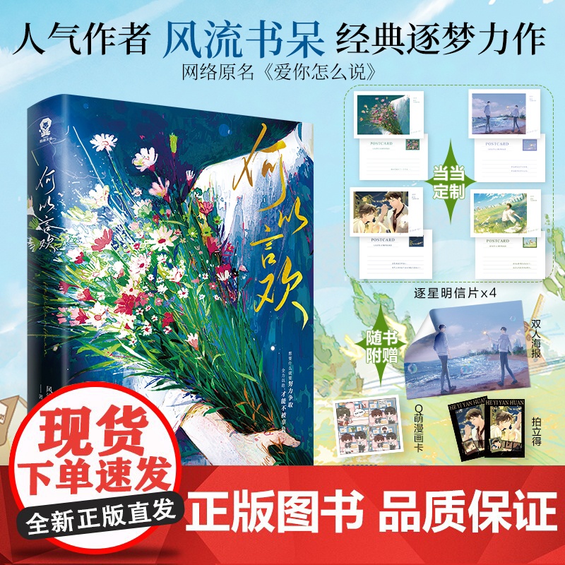 [亲签版+定制逐星明信片]何以言欢 风流书呆 网络原名爱你怎么说 热卖娱乐圈青春小说实体书籍我只喜欢你的人设台风眼