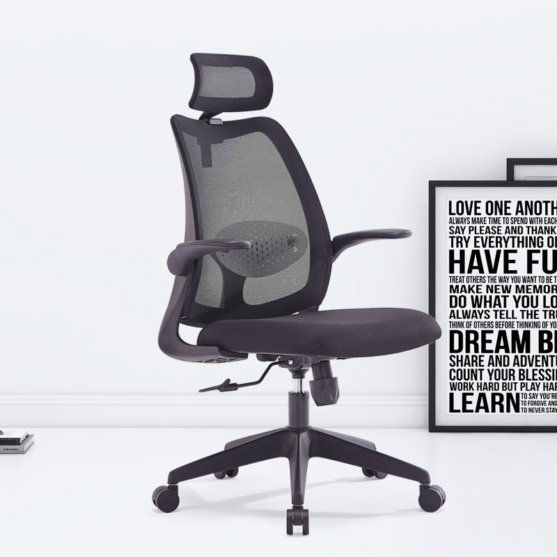 臻远ZY-7823 办公椅人体工学椅转椅电脑椅 黑色旋转扶手