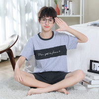 莫代尔短袖夏季男童睡衣卡通休闲宽松青少年学生家居服套装可外穿