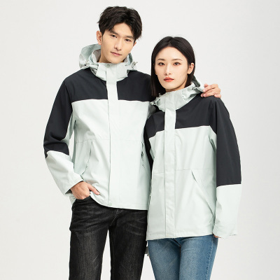 [3件8.5折229.4元,叠加优惠券]唐狮新款情侣外套拼接撞色男女风衣外套连帽运动夹克情侣装潮流