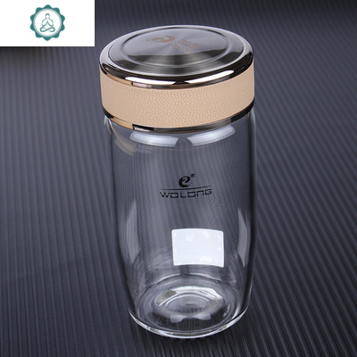 水杯单层茶杯鹅蛋玻璃杯男女加厚便携耐热大容量杯子个性有盖封后卡其色-420ml无茶隔送杯刷