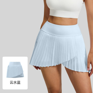 运动短裙夏季假两件开叉百褶裙女健身瑜伽口袋防走光网球裙