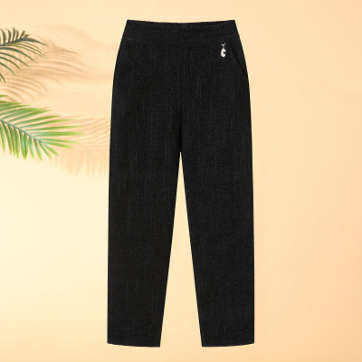 年女士休闲长裤加绒加厚保暖妈妈裤子50岁松紧腰中老年女士冬