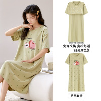 夏季女士棉质短袖带胸垫睡裙免穿内衣卡通可爱少女感家居服可外穿