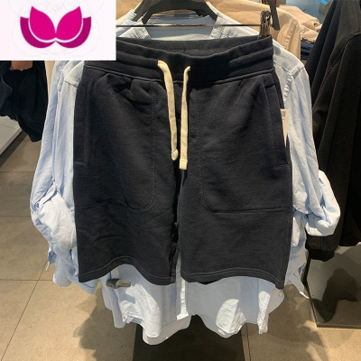 七斓2023男休闲五分裤简约舒适纯色抽绳运动短裤卫裤薄款I韩版宽松