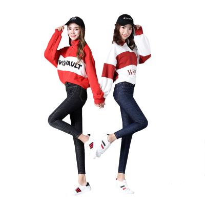 2021春夏新款女士牛仔裤女高腰时尚修身高弹力牛仔裤女士休闲裤长裤李维犀牛LEEVIRHINO