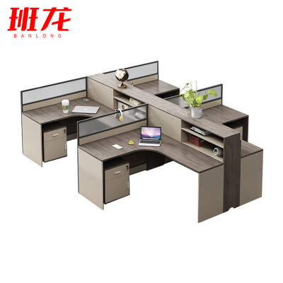 班龙办公电脑桌四人位+柜套