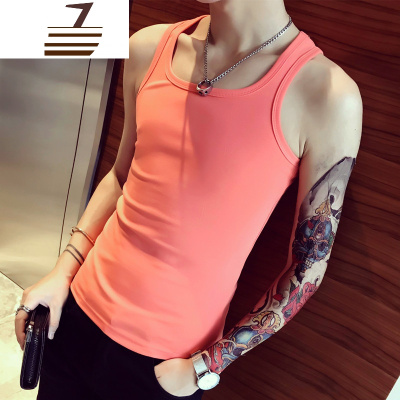 NEWLAKE社会精神小伙工字背心男潮夏季修身型无袖T恤运动健身紧身打底衫