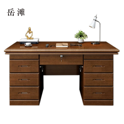岳滩办公桌办公室中式家用书桌写字台单人C款胡桃色1.6米(办公款)