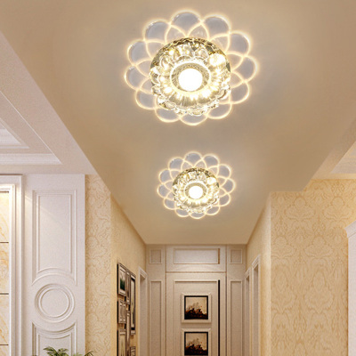 闪电客现代简约走廊led射灯嵌入式天花灯客厅玄关筒灯厅水晶过道灯