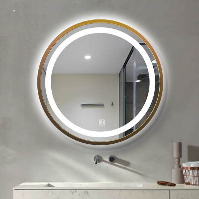 led灯镜铝合金框圆形浴室知渡镜壁挂卫浴镜智能镜卫生间镜子带灯防雾