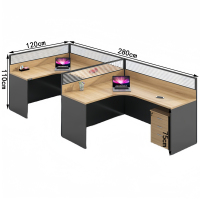 悦兴诚屏风桌F型两人位+柜套