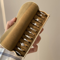 纯银爆闪镭射几何爱心戒指女小众设计轻奢高级开口食指戒银饰