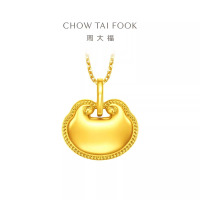 周大福时尚简约锁包足金黄金吊坠(工费:320计价)EOF1393礼物七夕礼物