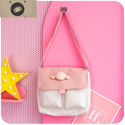 ins斜挎帆布袋女学生韩版原宿百搭大容量女生可爱仙女单肩小包包艾狄伊娃女手包