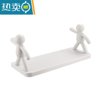 敬平小人卫生间置物架浴室洗漱台收纳器免打孔墙上壁挂式化妆品整理 灰色[2个装]浴室置物架