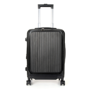 SUISSEWIN瑞士军刀PC硬壳新款前翻盖多功能时尚炫酷行李箱旅行箱SN8611B 黑色 26英寸