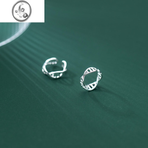 JiMi925银韩版时尚气质镂空线条耳夹淑女简约个性交叉耳饰品 925银镂空线条耳夹一对