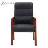 质凡办公椅子培训椅实木职员电脑椅四脚椅靠背椅橡木耳朵椅带扶手
