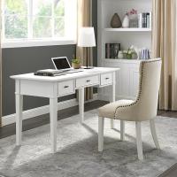 美式现代简约实木白色书桌椅欧式书房家具套装组合电脑桌1678