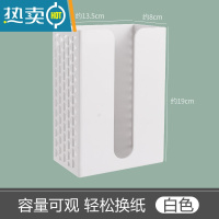 敬平纸巾盒厨房壁挂抽纸盒家用免打孔橱柜倒挂卷纸收纳盒置物架 白色[升级镂空款]