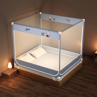 A新款家用卧室婴儿童防摔防蚊防床加密三开三通锁定支架蚊帐