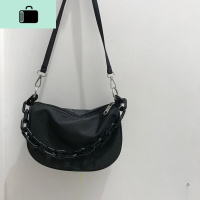 超火法式单肩腋下包小众复古黑色链条包女斜挎潮学生夏天百搭小包NEW LAKE 黑色女士单肩包