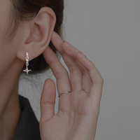 s925银针四芒星耳扣女轻奢小众设计感朋克创意耳环ins冷淡风耳饰送女朋友老婆情人节七夕生日礼物