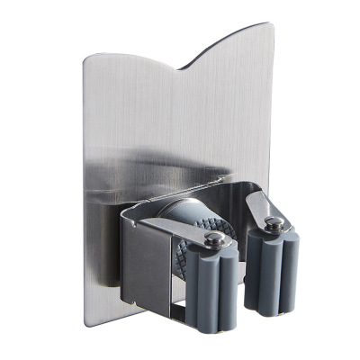 1个装-丹乐DANLE免打孔304不锈钢拖把架强力拖把夹扫把架厨房浴室收纳架卫生间粘钩拖把收纳架挂钩整理架