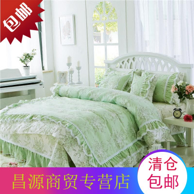 床上床单被罩四件套纯棉全棉1.8m公主风双人床裙式1.5米韩版被单