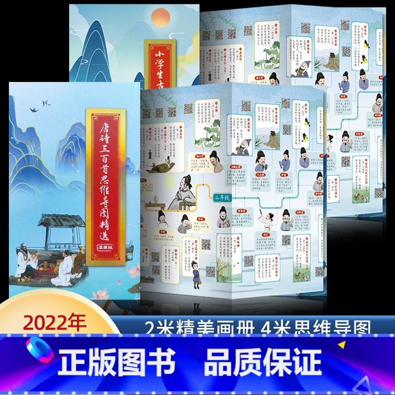 唐诗+古诗词 思维导图 [正版]四大名著小学生必背思维导图画册 山海经唐诗三百首古诗词小学生必背人教版 藏在地图里的古诗