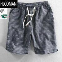 HLCOMAN夏季棉麻加肥加大短裤男大码宽松肥佬中裤夏天胖子吸汗透气五分裤