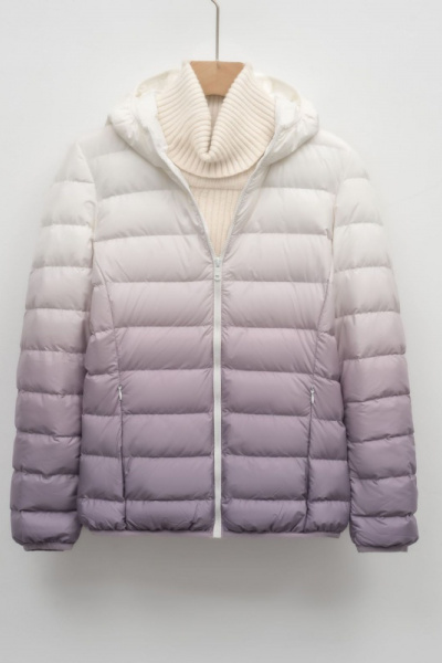 女装秋冬新款90绒轻薄羽绒服女款女式连帽渐变色撞色外套