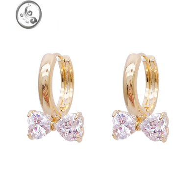 JiMi极岛的夜 超闪精致法式锆石蝴蝶结耳环高级感小众设计复古ins耳扣