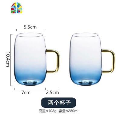 家用防爆玻璃茶壶水壶可高温凉水壶套装北欧简约创意大容量冷水壶 FENGHOU 云石杯[两个]